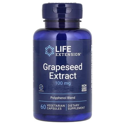 Life Extension, Экстракт виноградных косточек, 100 мг, 60 вегетарианских капсул