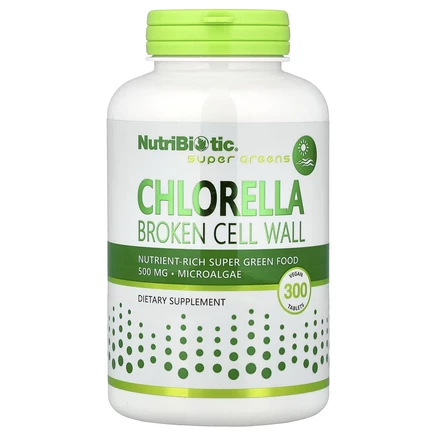 NutriBiotic, Хлорелла, 500 мг, 300 веганских таблеток