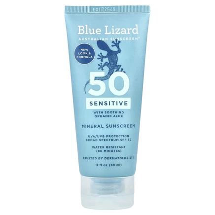 Blue Lizard Australian Sunscreen, солнцезащитное средство, для чувствительной кожи, SPF 50, 89 мл (3 жидк. унции)