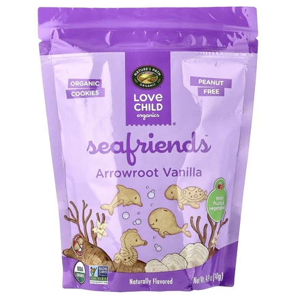 Love Child Organics, Sea Friends™, аррорут с ванильным печеньем, 140 г (4,9 унции)