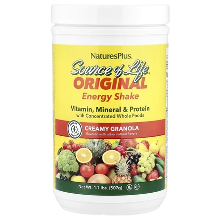 NaturesPlus, Source of Life, Original Energy Shake, кремовая гранола, 507 г (1,1 фунта)