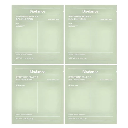 Biodance, Освежающая маска из морских водорослей Real Deep Beauty, 4 шт., 34 г (1,19 унции)