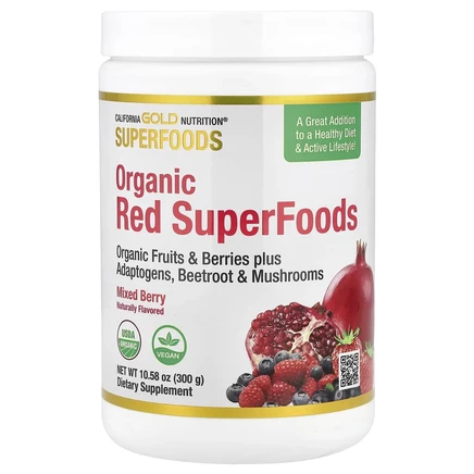 California Gold Nutrition, Superfoods, органические красные суперфуды, ягодное ассорти, 300 г (10,58 унции)