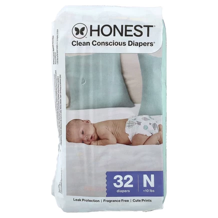 The Honest Company, Clean Conscious Diapers® для новорожденных, 10 фунтов, превыше всего, 32 подгузника