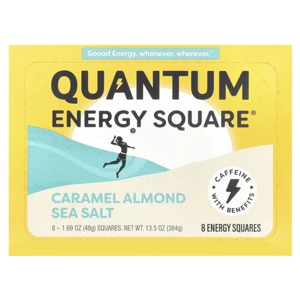 Quantum Energy Square, морская соль с карамелью и миндалем, 8 шт., 48 г (1,69 унции) каждый