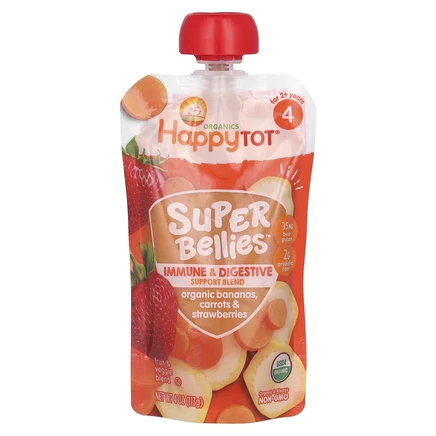 Happy Family Organics, Happy Tot, Super Bellies, органические бананы, морковь и клубника, 4 унции (113 г)