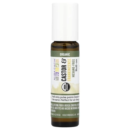Aura Cacia, Roll-On, касторовое масло и ладан, 9,2 мл (0,31 жидк. Унции)