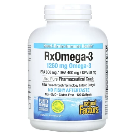 Natural Factors, Rx Omega-3, омега-3, 1260 мг, 120 капсул (630 мг в 1 капсуле)