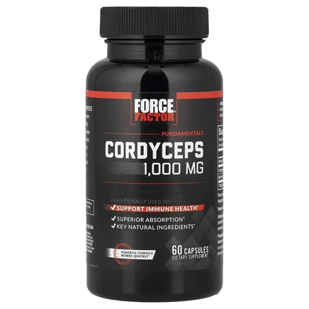Force Factor, Fundamentals, кордицепс, 1000 мг, 60 капсул (500 мг в 1 капсуле)