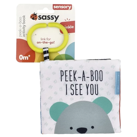 Sassy, Развивающие игрушки, тетрадь Peek-A-Boo, для детей от 0 месяцев, 1 штука