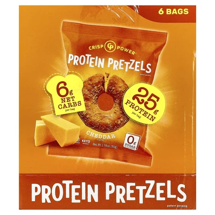 Протеиновые крендельки Crisp Power с чеддером, 6×50 г