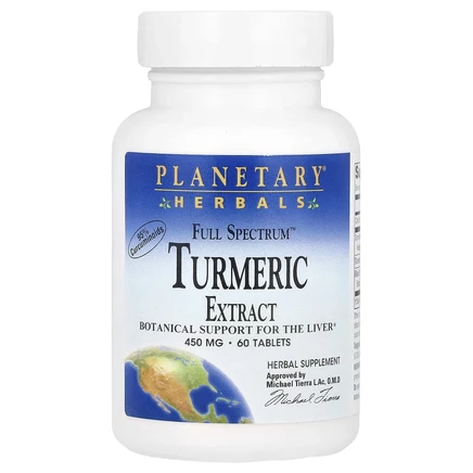 Planetary Herbals, Full Spectrum, экстракт куркумы, 450 мг, 60 таблеток