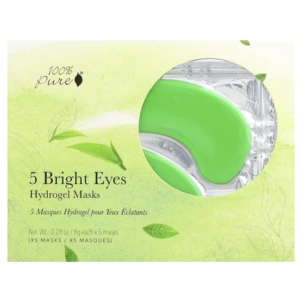 100% PURE, Bright Eyes, гидрогелевые маски для глаз, 5 шт. по 8 г (0,28 унции)