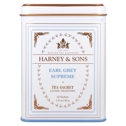 Harney & Sons, Качественные сорта чая, эрл грей Supreme, 20 саше, 40 г (1,4 унции)