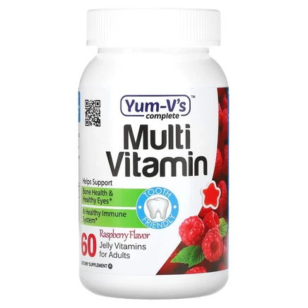YumVs, Мультивитамины для взрослых, со вкусом малины, 60 желейных витаминов