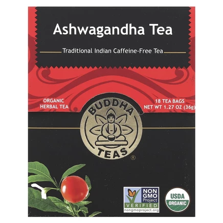 Buddha Teas, Органический травяной чай, ашваганда, 18 чайных пакетиков, 36 г (1,27 унции)