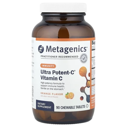 Metagenics, Ultra Potent-C, жевательные таблетки с натуральным апельсином, 90 таблеток