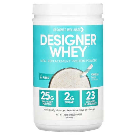 Designer Wellness, Designer Whey, протеиновый порошок для замены приемов пищи, ваниль, 783 г (1,72 фунта)