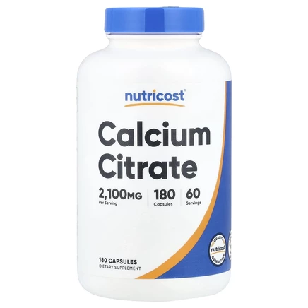 Nutricost, цитрат кальция, 180 капсул (700 мг в 1 капсуле)