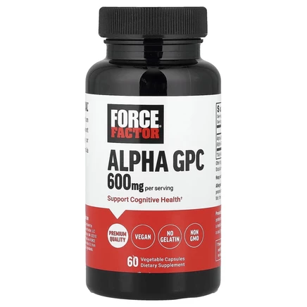Force Factor, Alpha GPC, 600 мг, 60 растительных капсул (300 мг на капсулу)