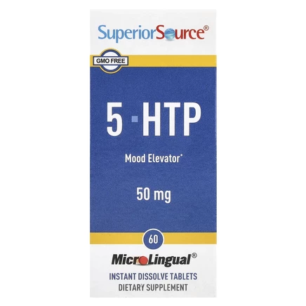 Superior Source, 5-HTP (5-гидрокситриптофан), 50 мг, 60 быстрорастворимых таблеток MicroLingual