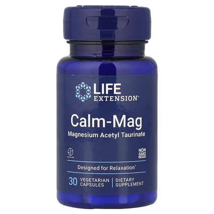 Life Extension, Calm-Mag, ацетил тауринат магния, 30 вегетарианских капсул
