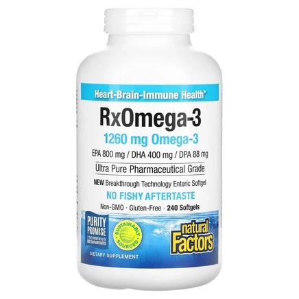 Natural Factors, Rx Omega-3, омега-3, 1260 мг, 240 капсул (630 мг в 1 капсуле)