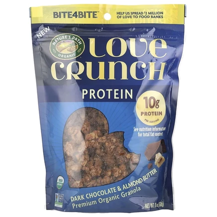 Nature's Path, Love Crunch®, протеин, органическая гранола премиального качества, темный шоколад и миндальное масло, 312 г (11 унций)