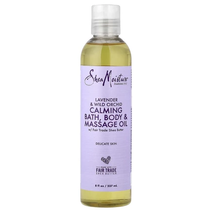 SheaMoisture, Успокаивающее масло для ванн, массажное масло для тела, для нежной кожи, лаванда и дикая орхидея, 237 мл (8 жидк. Унций)