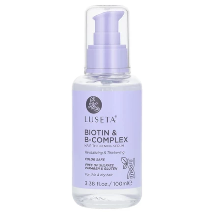Luseta Beauty, биотин и комплекс витаминов группы B, сыворотка для густоты волос, для тонких и сухих волос, 100 мл (3,38 жидк. унции)