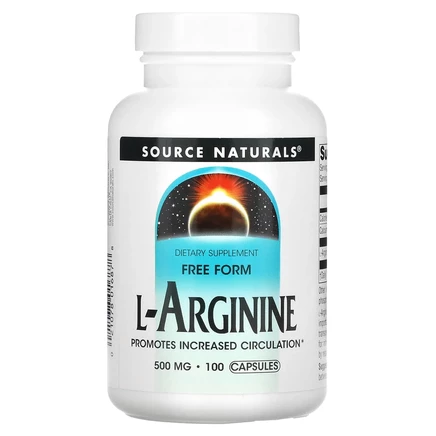 Source Naturals, L-аргинин, в свободной форме, 500 мг, 100 капсул