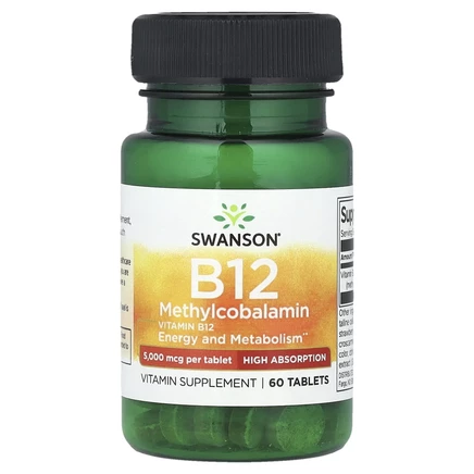 Swanson, Витамин B12, 5000 мкг, 60 таблеток