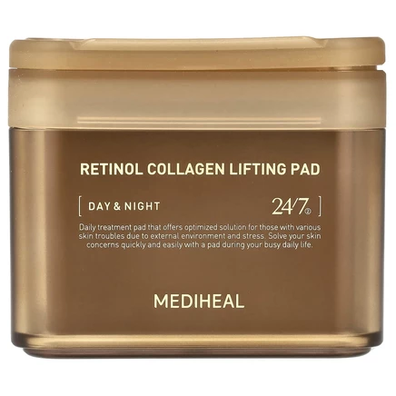 MEDIHEAL, Коллагеновые подушечки для лифтинга с ретинолом, Day & Night, 100 подушечек