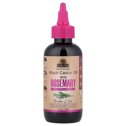 Okay Pure Naturals, Черное ямайское касторовое масло с розмарином, 118 мл (4 жидк. Унции)