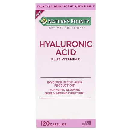 Nature's Bounty, Optimal Solutions®, гиалуроновая кислота и витамин C, 120 капсул