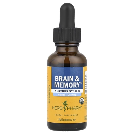 Herb Pharm, Brain & Memory (мозг и память), нервная система, 1 жидкая унция (30 мл)