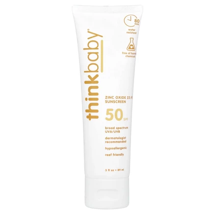 think, Thinkbaby, солнцезащитный крем с оксидом цинка, SPF 50, легкий аромат, 89 мл (3 жидк. унции)