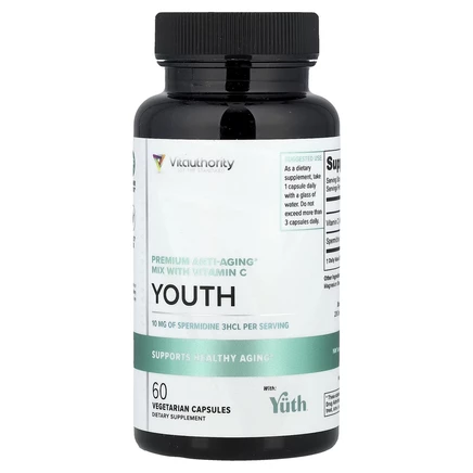 Vitauthority, Youth, антивозрастная смесь премиального качества с витамином C, 60 вегетарианских капсул