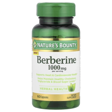 Nature's Bounty, берберин, 1000 мг, 60 капсул (500 мг в 1 капсуле)