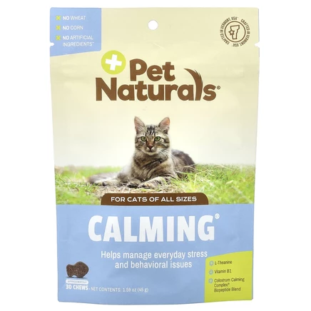 Pet Naturals, успокаивающие таблетки для кошек, 30 жевательных таблеток, 45 г (1,59 унции)