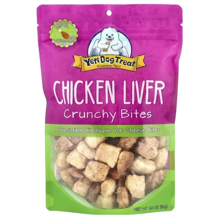 Yeti Dog Chew, Crunchy Bites, для собак, куриная печень, 110 г (4 унции)