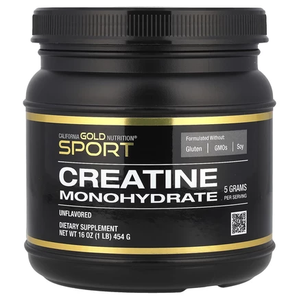 California Gold Nutrition, Sport, моногидрат креатина, без добавок, 454 г (1 фунт)