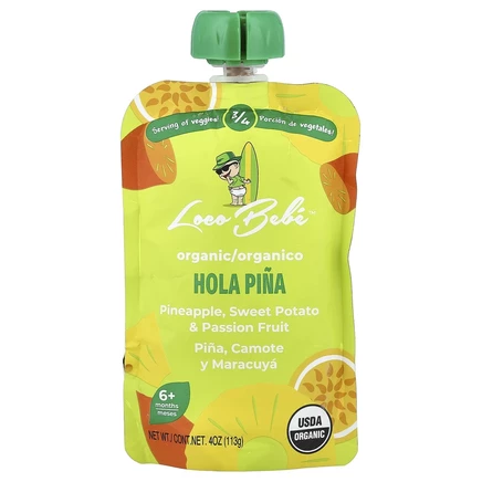 Loco Bebe, органическое пюре, для детей от 6 месяцев, Hola Pina, 113 г (4 унции)