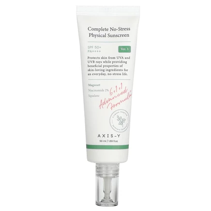 Axis-Y, Комплексное физическое солнцезащитное средство без стресса, SPF 50+, PA ++++, версия 3, 50 мл (1,69 жидк. Унции)