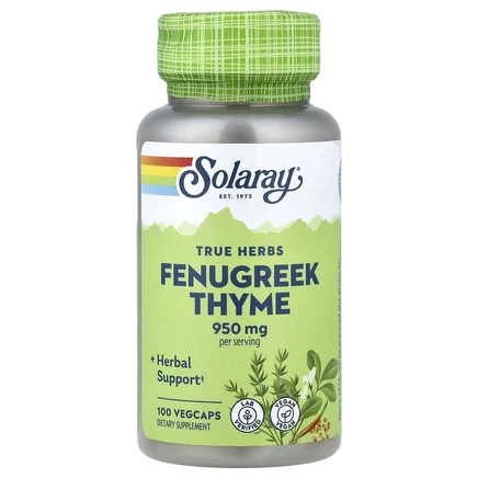 Solaray, True Herbs, пажитник и чабрец, 100 растительных капсул