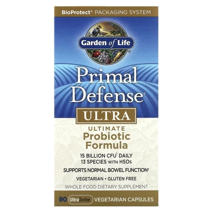 Garden of Life, Primal Defense, Ultra, универсальная пробиотическая формула, 90 вегетарианских капсул UltraZorbe