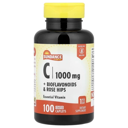 Sundance Vitamins, Витамин C + биофлавоноиды и шиповник, 100 капсуловидных таблеток, покрытых оболочкой
