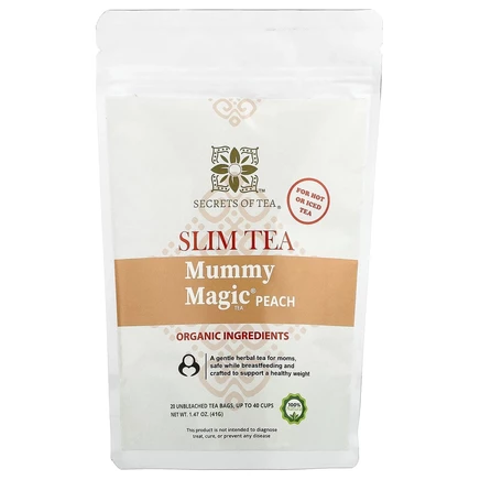 Secrets of Tea, органический чай Mummy Magic для снижения веса, со вкусом персика, 20 чайных пакетиков, 30 г (1,05 унции)