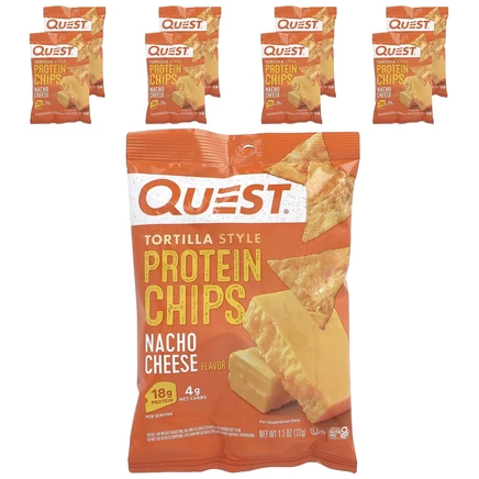 Quest Nutrition, Протеиновые чипсы по типу тортилья, сыр начо, 8 пакетиков по 32 г (1,1 унции)