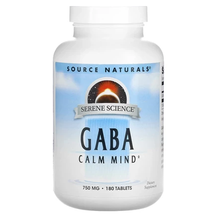 Source Naturals, GABA Calm Mind, ГАМК, 750 мг, 180 таблеток